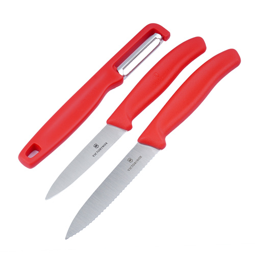 Victorinox - Набір кухонних ножів з теркою Swiss Classic - 3 штуки - червоний - 6.7111.33C1