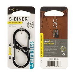 Nite Ize - Kaрабін S-Biner® SlideLock® Stainless Steel #3 - Чорний - LSB3-01-R6