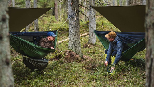 Lesovik - Туристичний гамак DRAKA з москітною сіткою та підвісом SNEKA - Treetop Green