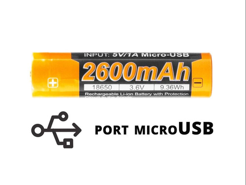 Fenix - Li-ion 18650 2600mAh 3,6V - USB - ARB-L18-2600U