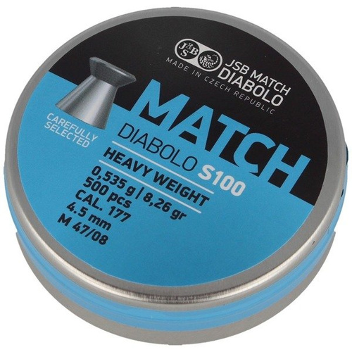 JSB - Куля для пневматичної гвинтівки Blue Match Diabolo S100 - 4,52 мм - 500 шт. - 000030-500