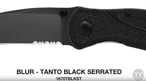 Kershaw - Тактичний ніж  Blur Tanto 1670TBLKST - 14C28N - Black - 1670TBLKST