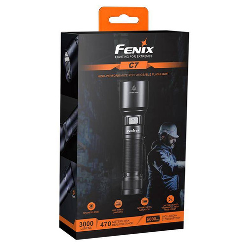 Fenix - Акумуляторний світлодіодний ліхтар - 3000 люмен - 5000 мАг - C7