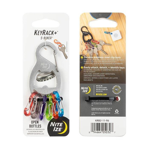 Nite Ize - Карабін для ключів KeyRack+™ S-Biner® з відкривачкою - чорний - KRB2-01-R6