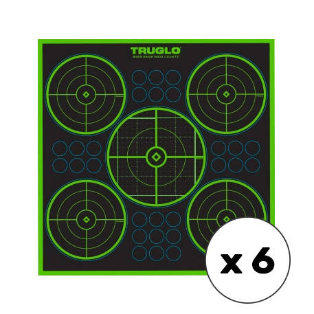 TruGlo - Самоклеючі мішені для стрільби TruSee з наклейками - 5-Бик - 305 х 305 мм - флуоресцентні зелені - 6 шт. - TG-TG11A6