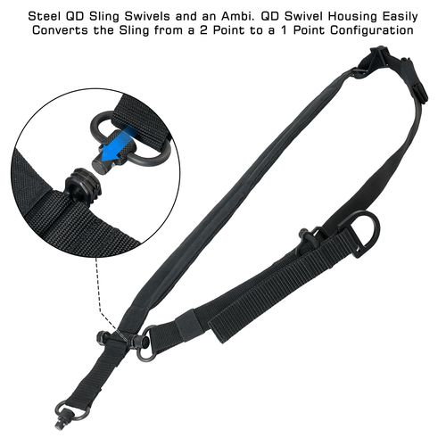UTG - Строп для пістолета QD Bungee Sling - 1-точковий - чорний - PVC-GB507B