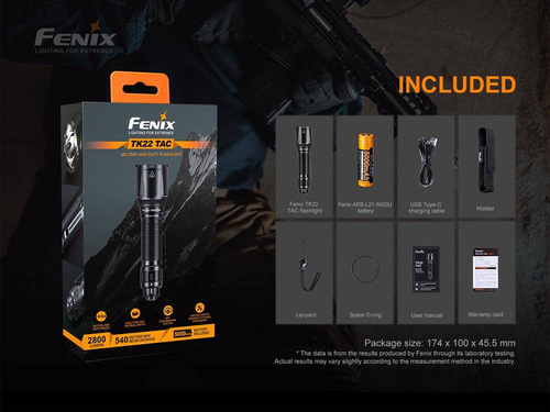 Fenix - Світлодіодний ліхтар TK22 TAC з акумулятором 5000 мАг - 2800 люмен - TK22 TAC