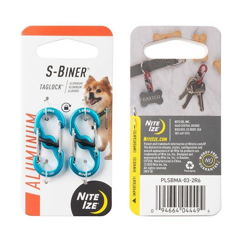 Nite Ize - Карабіни S-Biner® TagLock™ Aluminum - 2 шт - Niebieski - PLSBMA-03-2R6