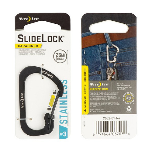 Nite Ize - Карабін SlideLock® Carabinet Stainless Steel #3 - Czarny - CSL3-01-R6