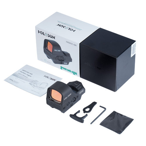 Holosun - Red Dot HE510C-GR Elite Multi Reticle Green Dot - Сонячна панель - Зелена точка - Чорний - HE510C-GR
