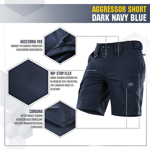 M-Tac - Тактичні шорти Aggressor - Polycotton - Rip-Stop - Dark Navy Blue - 20018015.