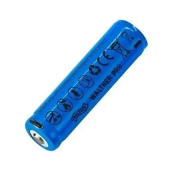 Walther - Акумулятор Li-Ion ICR 18650 - USB зарядка - 2600mAh - 3.6V - Синій - 3.7133