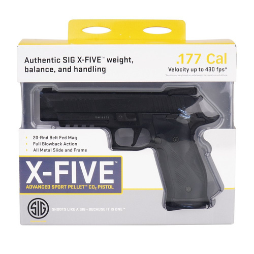 Sig Sauer - Пневматичний пістолет Sig X-FIVE™ - Зворотний відбій - 4,5 мм - чорний - AIR-X5-177-BLK
