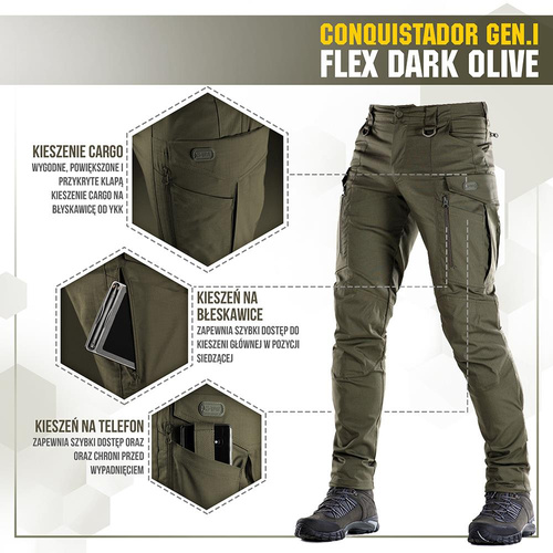 Тактичні штани M-Tac - Conquistador Gen.I Flex - Ripstop - Dark Olive - 20059048.