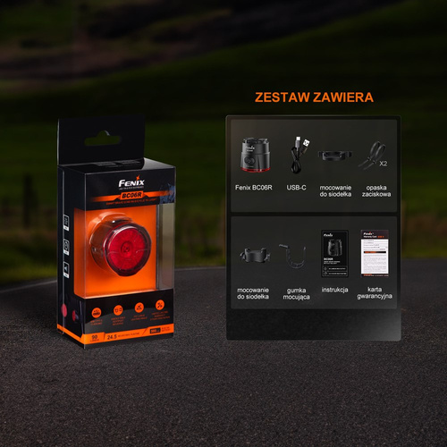Fenix - Світлодіодний задній велосипедний ліхтар BC06R - 90 лм - Чорний - BC06R.11111