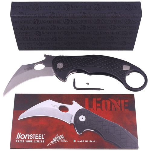 LionSteel - Складний ніж L.E.One Karambit - CPM MagnaCut - чорний - LE1 A BS