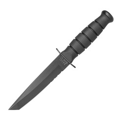 Ka-Bar 1255 - Nóż wojskowy Short Tanto - Czarny - Combo - Pochwa skórzana