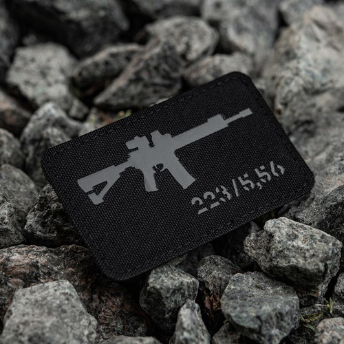 M-Tac - Нарукавна нашивка AR-15 223/5.56 Laser Cut - чорна/сіра - 51111211