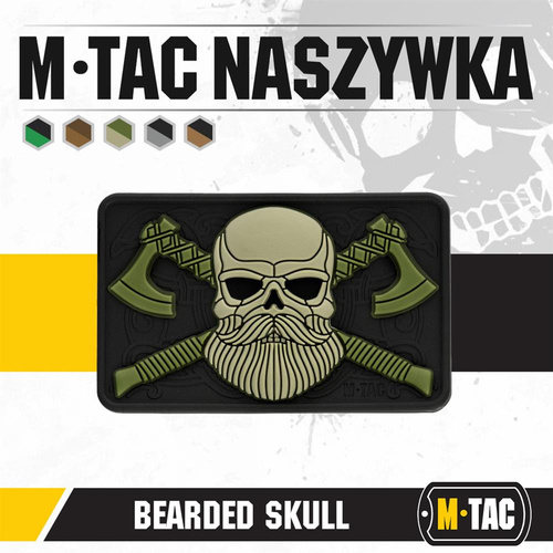 M-Tac - 3D нашивка - Бородатий череп - чорний / оливковий - 51113201