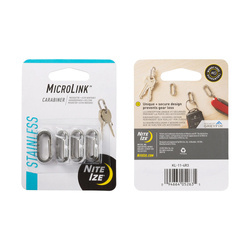 Nite Ize - Карабін MicroLink - Сталь - Срібло - 4 штуки - KL-11-4R3