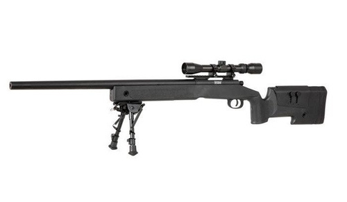 Specna Arms - Replika karabinu wyborowego SA-S02 CORE™ z lunetą i dwójnogiem - Czarny