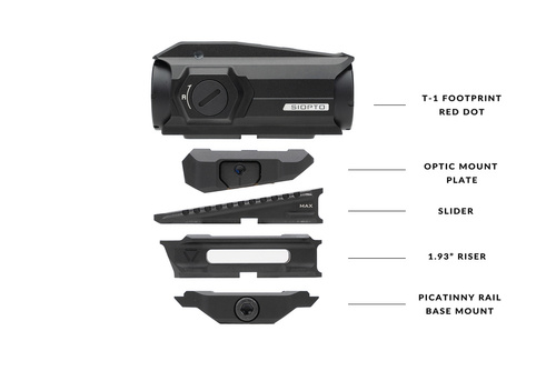 Strike Industries - Кронштейн змінної висоти для коліматора Variable Optical Mount - Picatinny - Алюміній - Чорний - SI-T1-VOM-BK