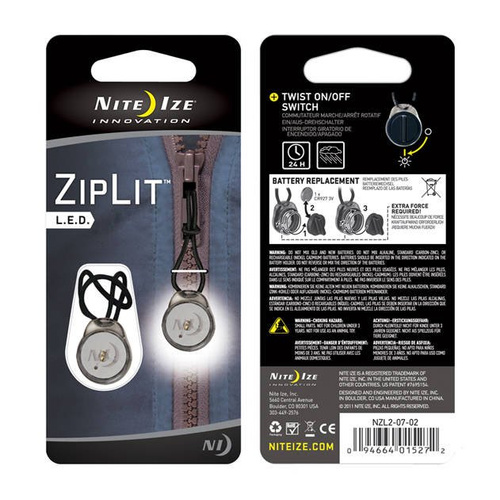 Nite Ize - Світлодіодний ліхтар на блискавці ZipLit 2 шт - білий - NZL2-07-02