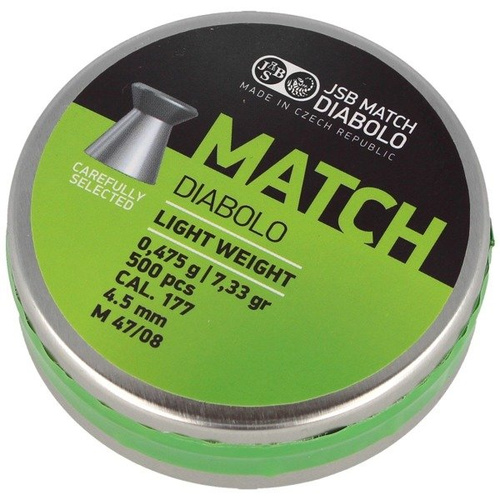 JSB - Легкий набій для пневматичної гвинтівки Green Match - 4,52 мм - 0,475 г - 500 шт. - 000010-500