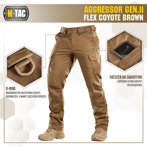 Штани тактичні M-Tac - Aggressor Gen.II Flex - Ripstop - Coyote Brown - 20058017.