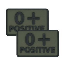 Helikon - Нашивка ПВХ - група крові - 0+ POS - оливково-зелений - 2шт.