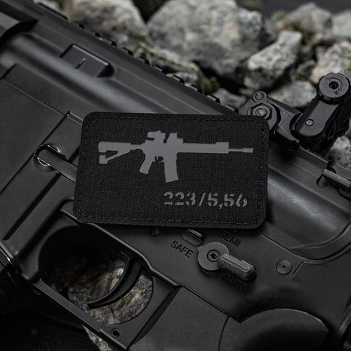 M-Tac - Нарукавна нашивка AR-15 223/5.56 Laser Cut - чорна/сіра - 51111211