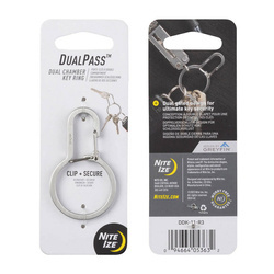 Nite Ize - двокамерний карабін DualPass - сталь - срібло - DDK-11-R3