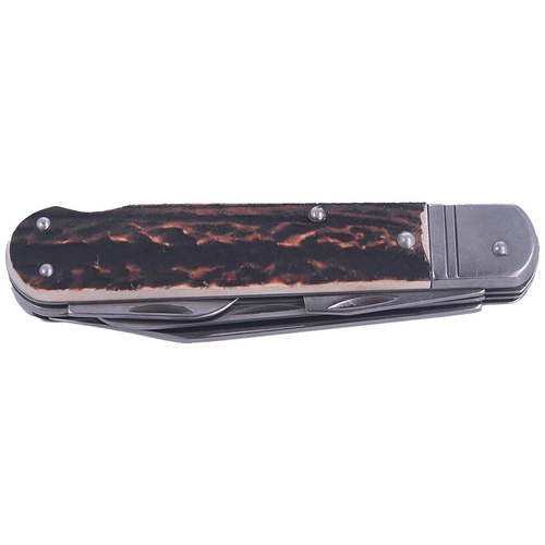 Mikov s.r.o. - Мисливський ніж Mikov Fixir Imit. Dear Stag - 4 клинка - Шкіряні піхви - Коричневий - 232-XH-4 KP