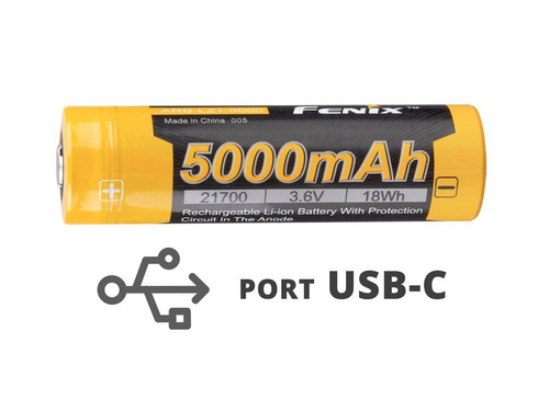 Fenix - Li-Ion акумулятор 21700 5000 мАг 3,6 В - USB-C - ARB-L21-5000U