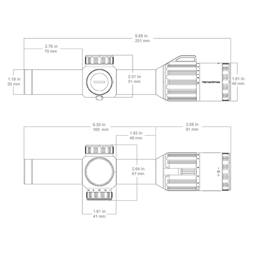 Vector Optics - Приціл LPVO Constantine HD 1-10x24 - FFP - VCO-2 MIL - Чорний - SCFF-42