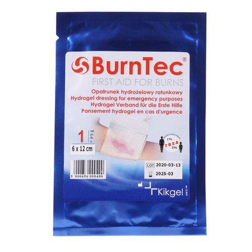 KIKGEL - Стерильний гідрогель, охолоджуюча пов'язка для опіків BurnTec - 6 x 12 см - NN-MKI-K06B-001