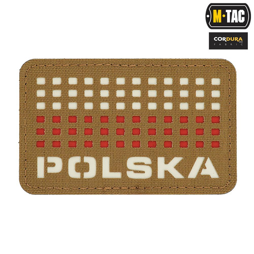 M-Tac - нашивка з прапором та написом Польща - лазерне різання - пікселі - червоний / койот / білий - 51007105