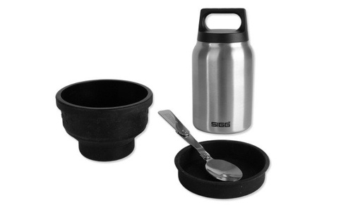 SIGG - Termos na żywność z miską i łyżką Hot&Cold Food Jar Brushed -  0.5 L - Srebrny - 8592.20