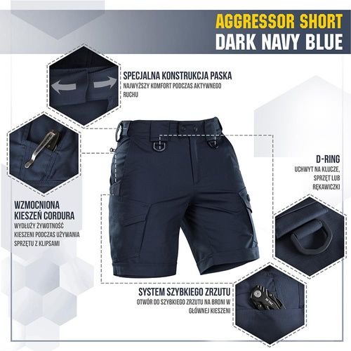 M-Tac - Тактичні шорти Aggressor - Polycotton - Rip-Stop - Dark Navy Blue - 20018015.