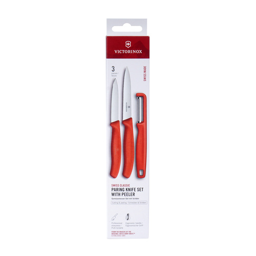 Victorinox - Набір кухонних ножів з теркою Swiss Classic - 3 штуки - червоний - 6.7111.33C1