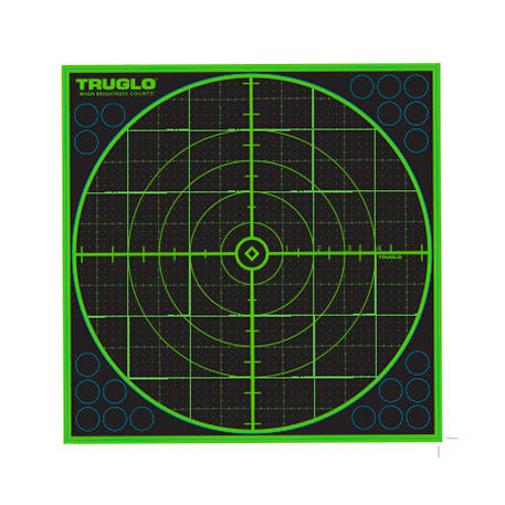 TruGlo - Самоклеючі мішені для стрільби TruSee з наклейками - 100 ярдів - 305 х 305 мм - флуоресцентні зелені - 6 шт. - TG-TG10A6