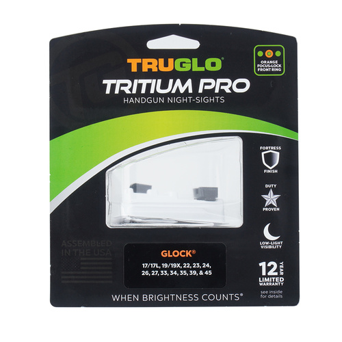 TruGlo - Тритієві прицільні пристосування Pro - Glock 17/19 - Низький - Помаранчевий ободок - TG231G1C