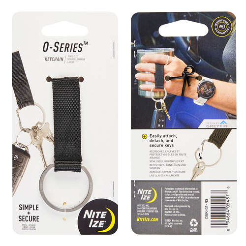 Nite Ize - Брелок для ключів зі шнурком O-Series Keychain - сталевий - сріблястий/чорний - OSK-01-R3