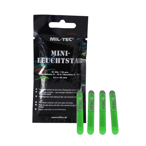 Mil-Tec - Хімічні ліхтарі Lightstick Mini - 4,5 x 40 мм - 10 шт. - Зелений - 14931501