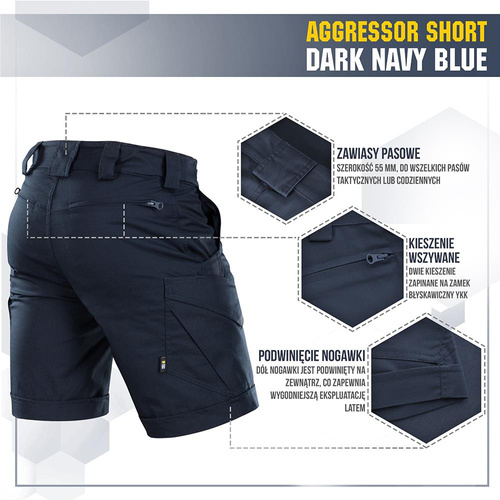 M-Tac - Тактичні шорти Aggressor - Polycotton - Rip-Stop - Dark Navy Blue - 20018015.