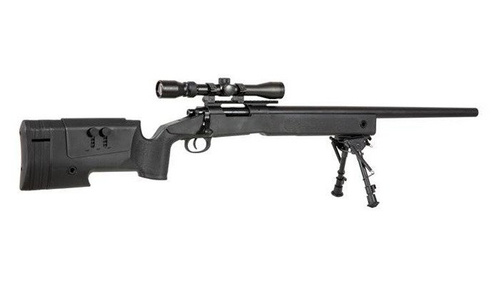 Specna Arms - Replika karabinu wyborowego SA-S02 CORE™ z lunetą i dwójnogiem - Czarny
