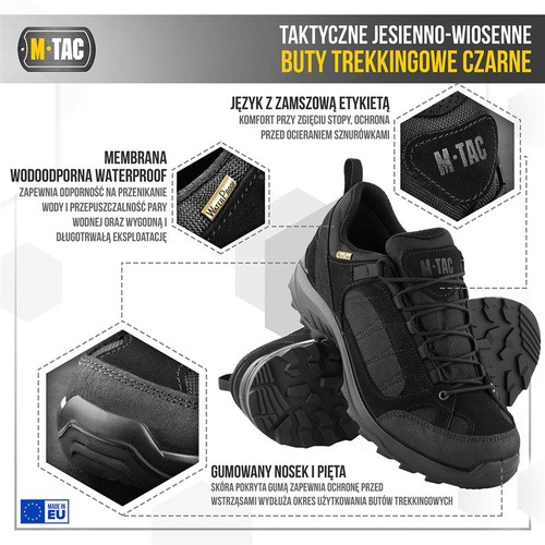 M-Tac - Черевики тактичні осінь/весна - Поліестер - Чорний - 1JJ115/2WPLV