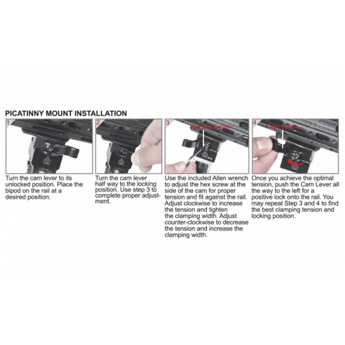 Leapers - Стрілецька сошка UTG® з кріпленням Picatinny QD - 8,7-10,6" - Чорний - TL-BP69SQ