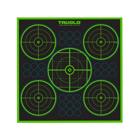 TruGlo - Самоклеючі мішені для стрільби TruSee з наклейками - 5-Бик - 305 х 305 мм - флуоресцентні зелені - 6 шт. - TG-TG11A6