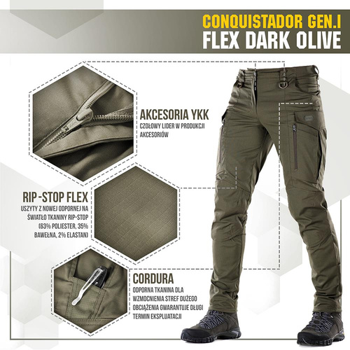 Тактичні штани M-Tac - Conquistador Gen.I Flex - Ripstop - Dark Olive - 20059048.